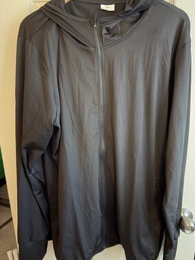 Black Full-Zip Hooded Jacket Lightweight